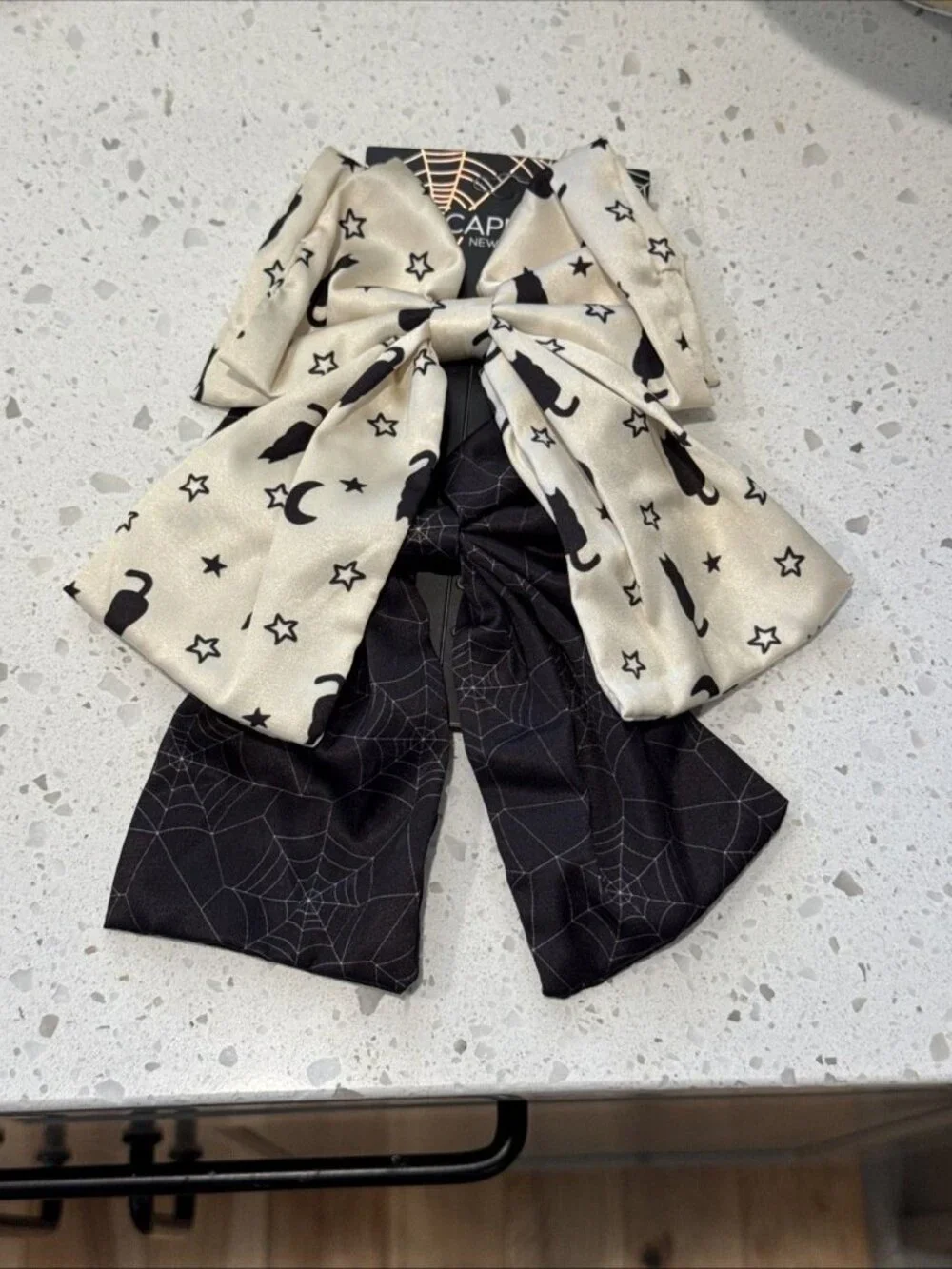 Girls Halloween Hair Bows Spider Web Cats